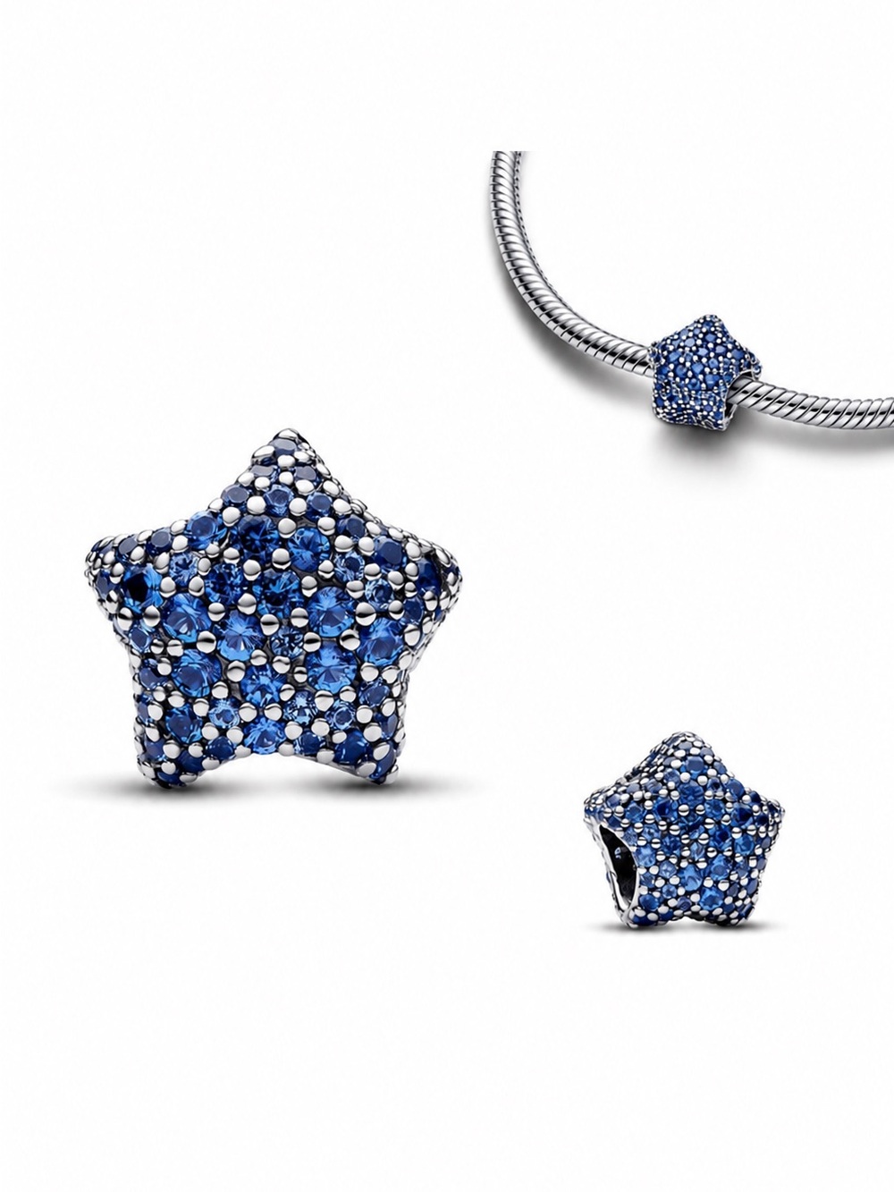 Blue Pavé Star Charm (ONE) – Sterling Silver